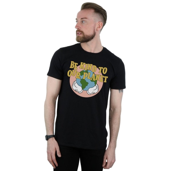 Disney Män Musse Pigg Var snäll mot vår planet T-shirt XL Svart Black XL