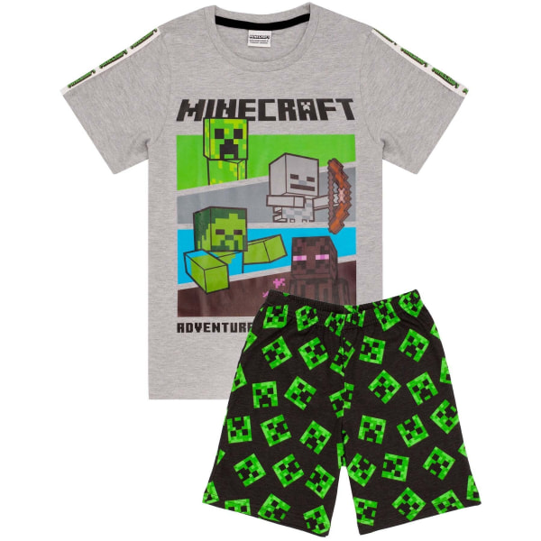 Minecraft Boys Short Pyjamas Set 10-11 Years Heather Grey/Black/ Heather Grey/Black/Green 10-11 Years