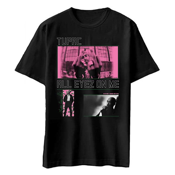 Tupac Shakur Unisex Vuxen Alla Ögon På Mig Foto Mix Bomull T-shirt Black XL