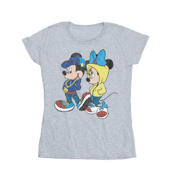 Disney Mickey och Minnie Mouse poserar för kvinnor/damer Bomull T-Shir Sports Grey XXL
