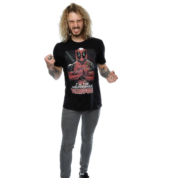 Marvel Herr Deadpool Korsade Armar T-Shirt L Svart Black L