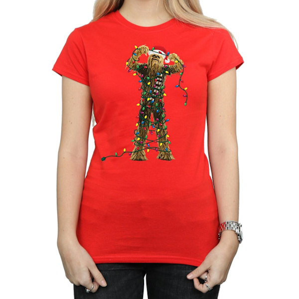 Star Wars Dam/Kvinnor Chewbacca Julbelysning Bomull T-shirt Red L