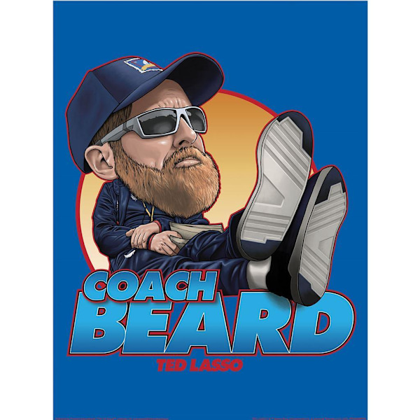 Ted Lasso Bobble Head Coach Beard Print 40cm x 30cm Blå/Röd/Gul Blue/Red/Yellow 40cm x 30cm