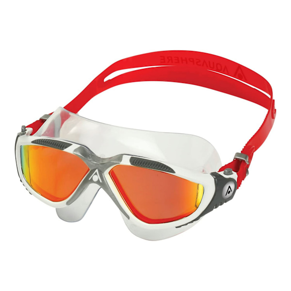 Aquasphere Vista spegelglasögon för simning, unisex, vuxen, en storlek White/Silver/Red One Size