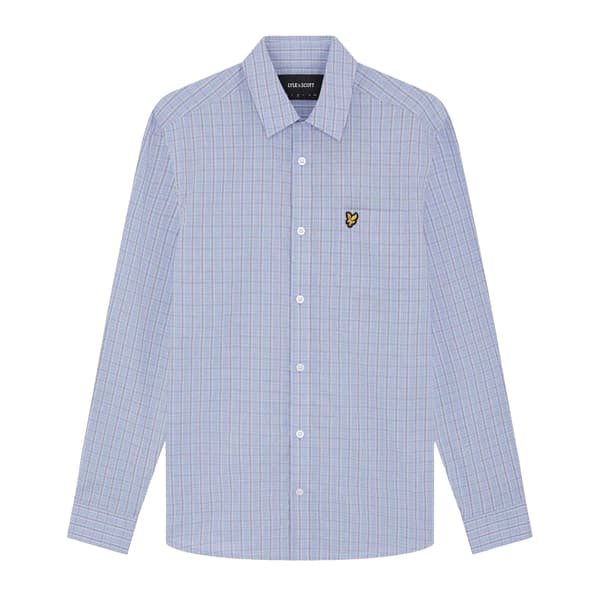 Lyle & Scott Herrskjorta Microrutig Vävd XL Kritblå Chalk Blue XL