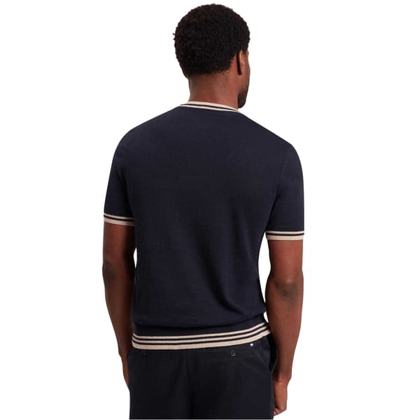 Ted Baker Herr Tipped Merino Ull Ficka Regular T-Shirt S Marinblå Navy S