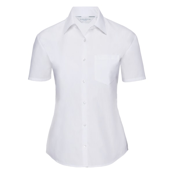 Russell Collection Dam/Kvinnors Kortärmad Poly-Bomull Easy Care Poplin Skjorta 3XL Vit White 3XL
