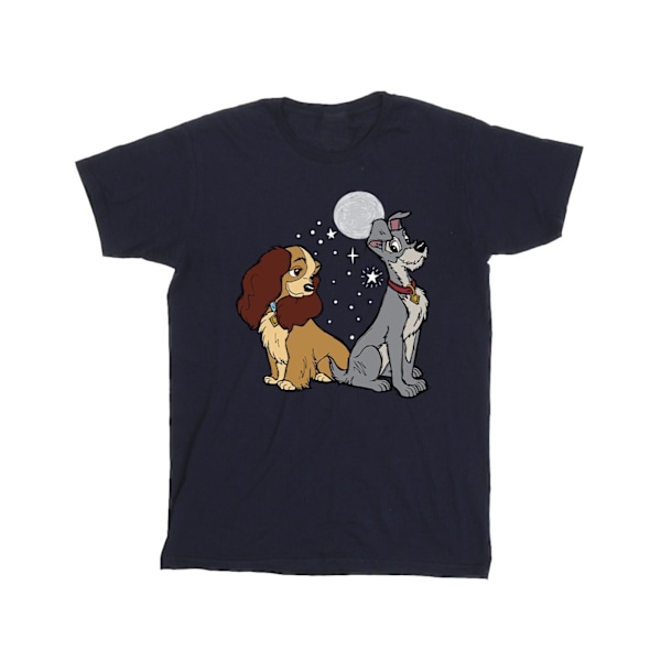 Disney Girls Lady And The Tramp Moon Bomull T-shirt 5-6 År N Navy Blue 5-6 Years