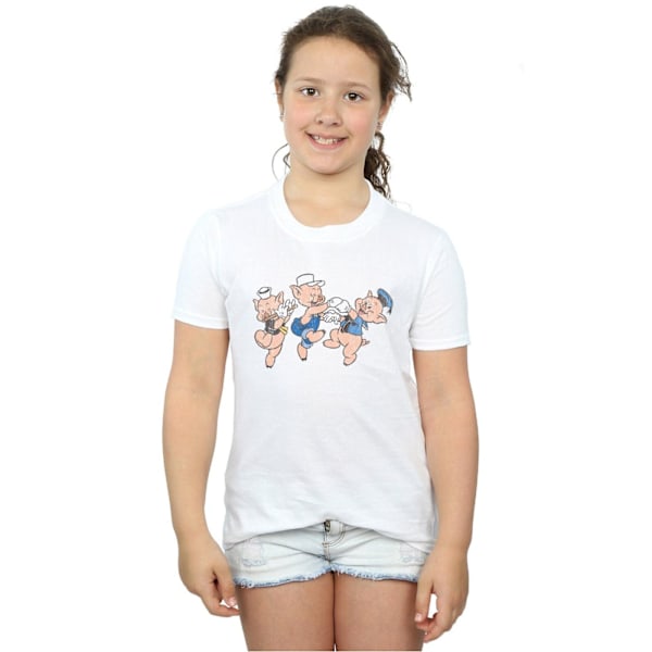 Disney Girls Three Little Pigs Having Fun Bomull T-shirt 12-13 White 12-13 Years