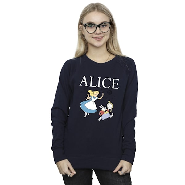 Disney Dam/Damer Alice I Spegellandet Följ Kaninen Sweatshirt Navy Blue XL