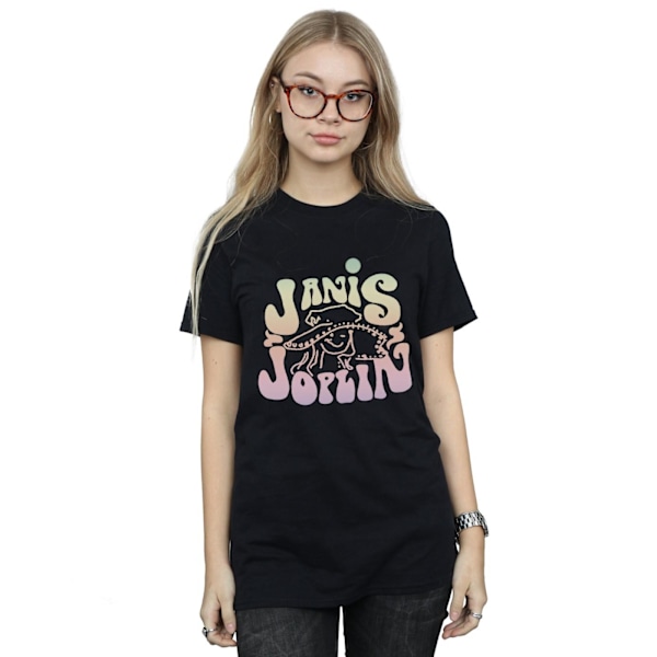 Janis Joplin Dam T-shirt i bomull med pojkvänsmodell för kvinnor/damer Black L