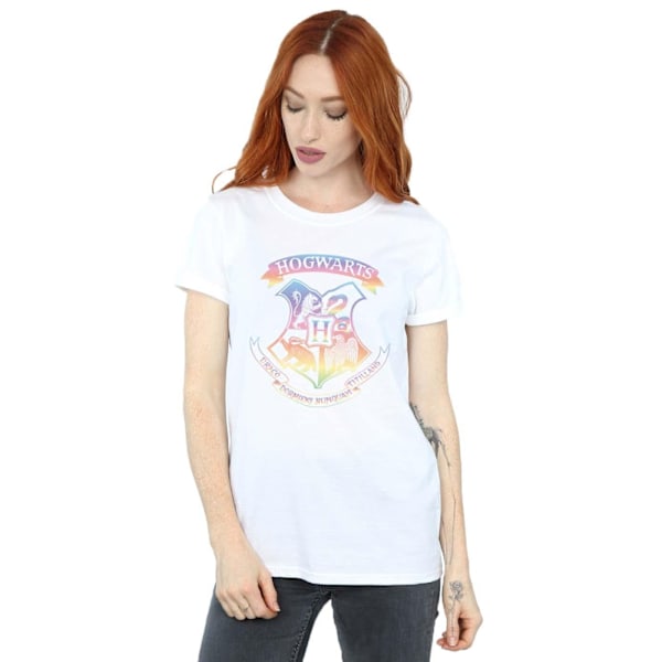 Harry Potter Dam/Kvinnor Crest Pastell Bomull Boyfriend T-Shir White 3XL