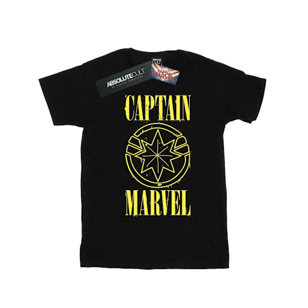 Marvel Girls Captain Marvel Grunge Logo Bomull T-shirt 5-6 år Black 5-6 Years