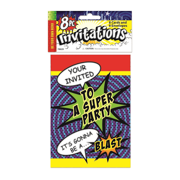 Bristol Novelty Super Hero Party Invitations (Paket med 8) En Storlek Multifärgad Multicoloured One Size