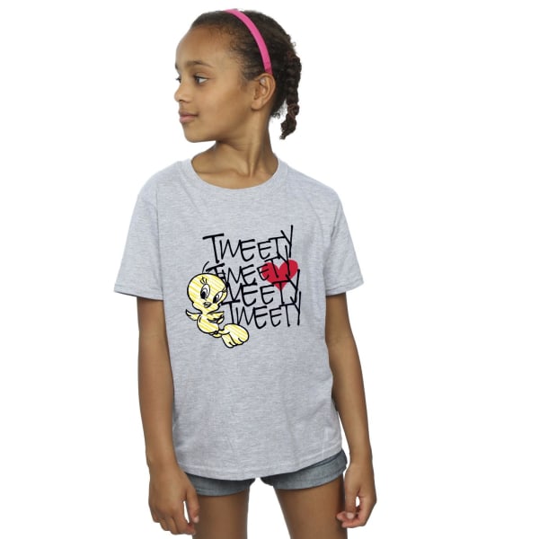 Looney Tunes Girls Tweety Love Heart Bomull T-shirt 12-13 år Sports Grey 12-13 Years