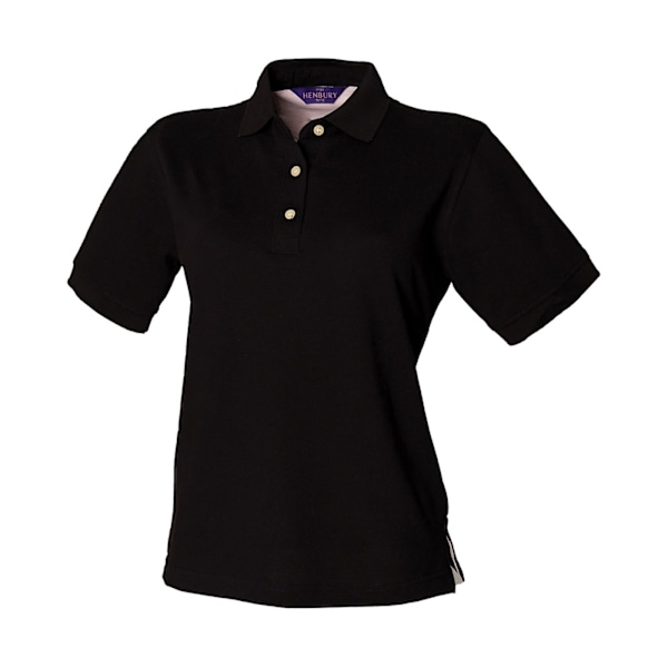 Henbury Dam Classic Pique Poloskjorta i Bomull för Dam/Kvinnor 12 UK Svart Black 12 UK