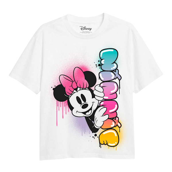 Disney Flickor Minnie Mouse Regnbågsfärgad T-shirt 9-10 År Vit White 9-10 Years