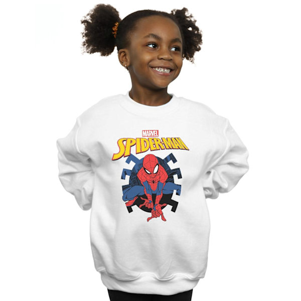 Marvel Girls Spider-Man Web Shooting Emblem Logo Sweatshirt 12- White 12-13 Years