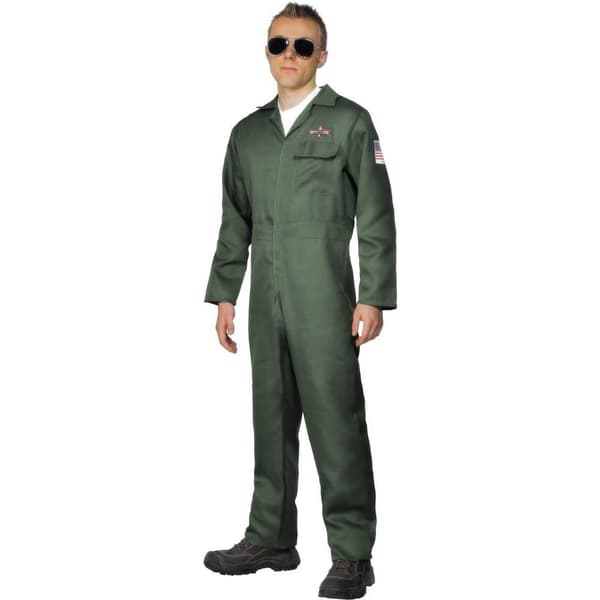 Smiffys Herr Pilot Kostym Jumpsuit M Grön Green M