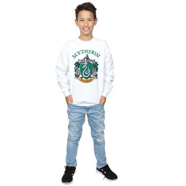 Harry Potter Pojkar Slytherin Crest Sweatshirt 7-8 År Vit White 7-8 Years