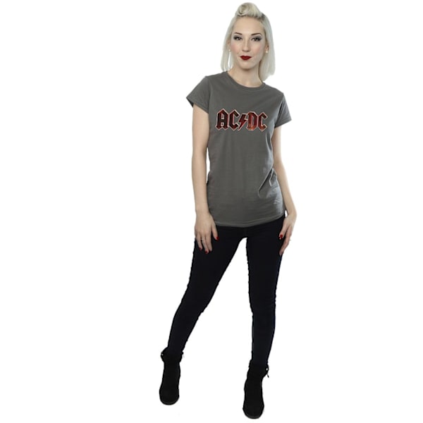 AC/DC Dam/Kvinnor Raw Distressed Logo Bomull T-shirt L Charco Charcoal L