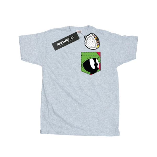 Looney Tunes Herr Marvin The Martian Ansikte Faux Pocket T-Shirt X Sports Grey XXL