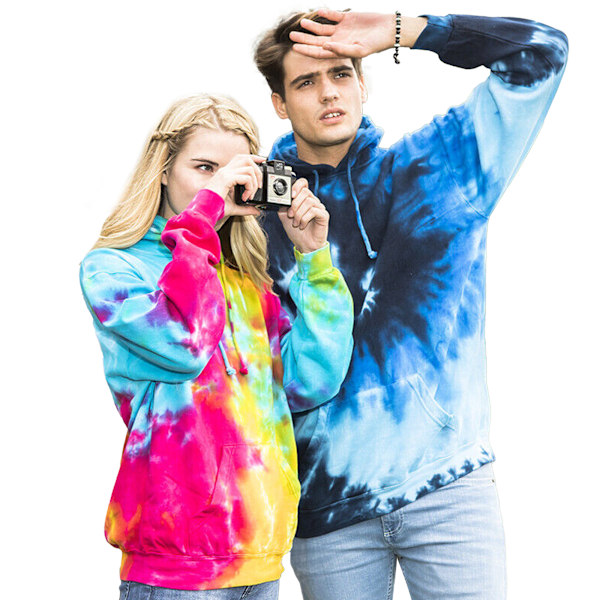 Colortone Unisex Regnbåge Tie Dye Pullover Hoodie XL Blå Ocean Blue Ocean XL