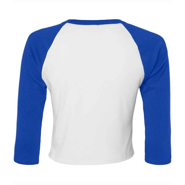 Bella + Canvas Dam Micro-Rib Raglan 3/4-ärmig T-shirt White/Royal Blue XS