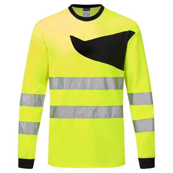 Portwest PW2 Varsel Långärmad T-shirt för män L Gul/Svart Yellow/Black L