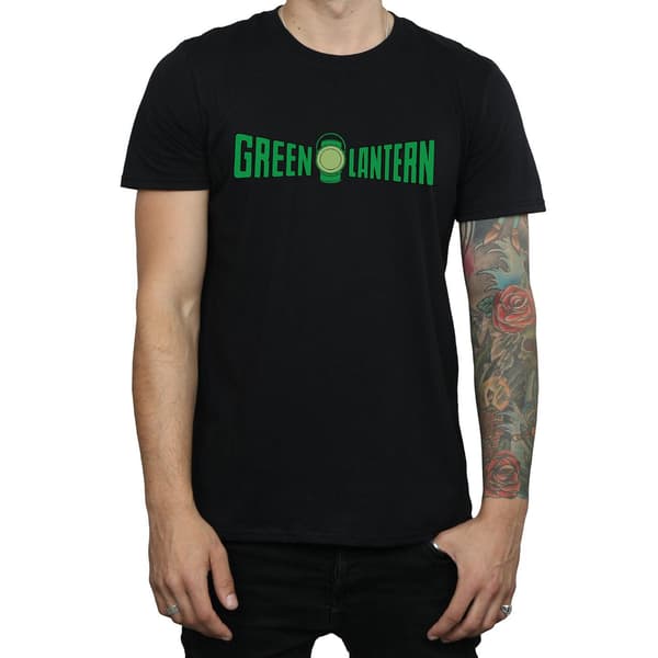 DC Comics Herr Grön Lykta Text Logotyp T-Shirt M Svart Black M
