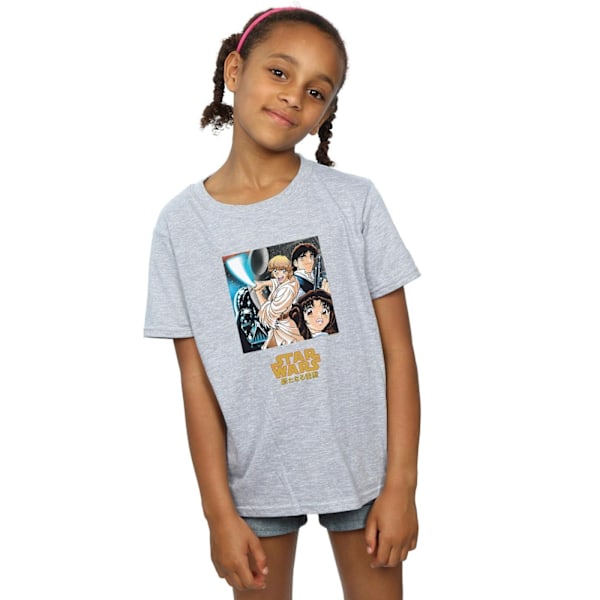 Star Wars Girls Anime Poster Bomull T-shirt 9-11 år Sport Grå Sports Grey 9-11 Years