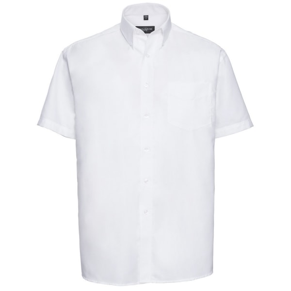 Russell Collection Herr Oxford Easy-Care Kortärmad Formell Skjorta S White 18.5in