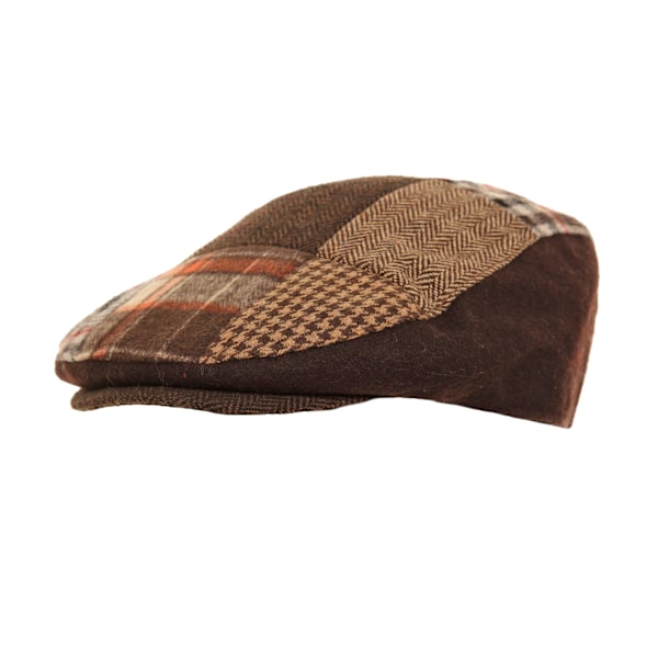 Herr Patchwork Vinter Flat Cap Med Ull 58cm Brun Brown 58cm