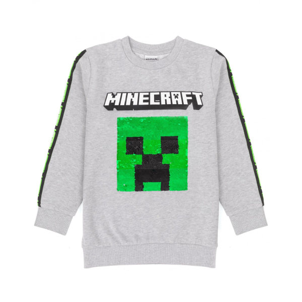 Minecraft barn/barn paljett flip sweatshirt 7-8 år grå Grey 7-8 Years