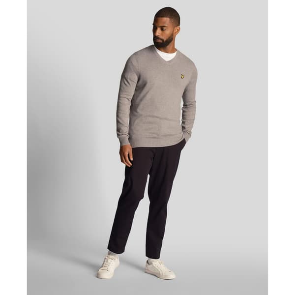 Lyle & Scott Merino Bomull V-ringad Tröja Herr S Grå Grey S