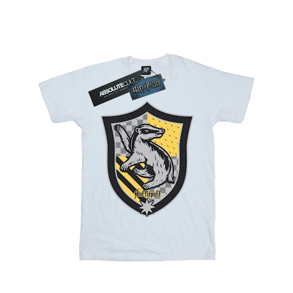 Harry Potter Pojkar Hufflepuff Crest Flat T-Shirt 9-11 År Vit White 9-11 Years