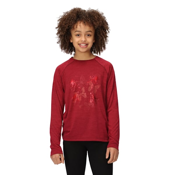 Regatta Barn/Barn Burnlee Butterflies Marl Långärmad T-shirt Rumba Red 3-4 Years
