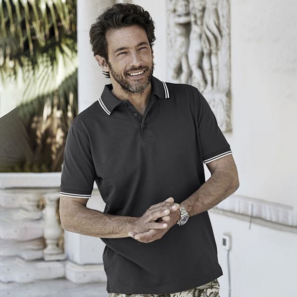 Tee Jays Herr Luxury Fashion Stripe Polo XL Svart/Vit Black/White XL