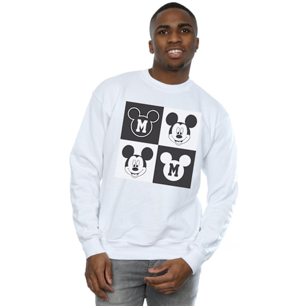 Disney Herr Mickey Mouse Leende Fyrkanter Sweatshirt S Vit White S