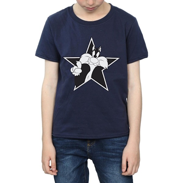 Looney Tunes Boys Sylvester Mono Star T-Shirt 7-8 år Marinblå Navy Blue 7-8 Years