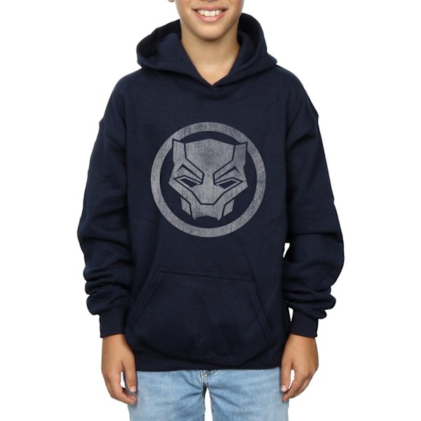 Marvel Boys Black Panther Distressed Icon Hoodie 12-13 år Marinblå Navy Blue 12-13 Years