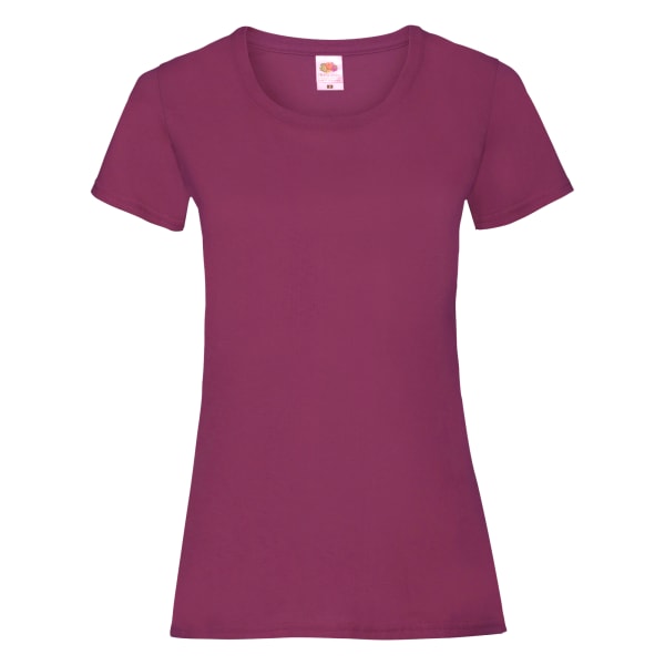 Fruit Of The Loom Damer/Kvinnor Lady-Fit Valueweight Kortärmad Burgundy XL