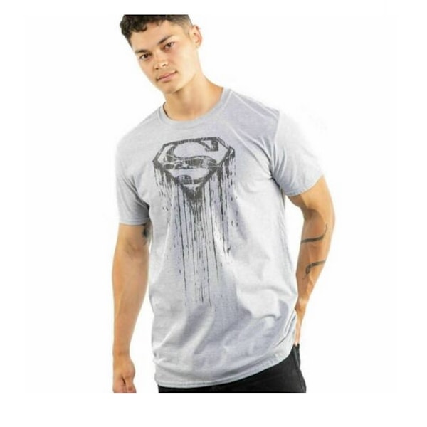 Superman Herr T-shirt i Paint Heather, Storlek S, Heather Grey Heather Grey S