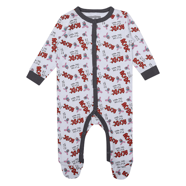 Amplified Baby Fly On The Wall AC/DC Babygrow Set 3-6 månader Vit White/Black/Red 3-6 Months