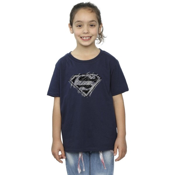 DC Comics Girls Superman Logo Skiss T-shirt bomull 12-13 år Navy Blue 12-13 Years