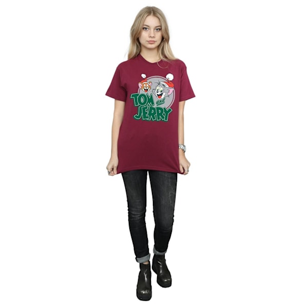 Tom And Jerry Dam/Damer Julhälsningar Bomull Pojkvän Burgundy S