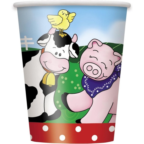 Unik Festpapper Farm Animals Party Cup (Pack med 8) One Size Multicoloured One Size