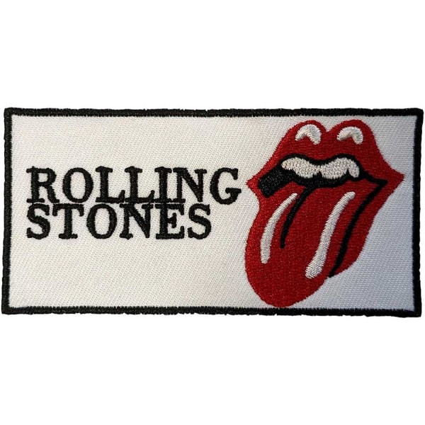 The Rolling Stones Logo Vävda Text Strykjärn På Patch En Storlek Vit White/Red/Black One Size