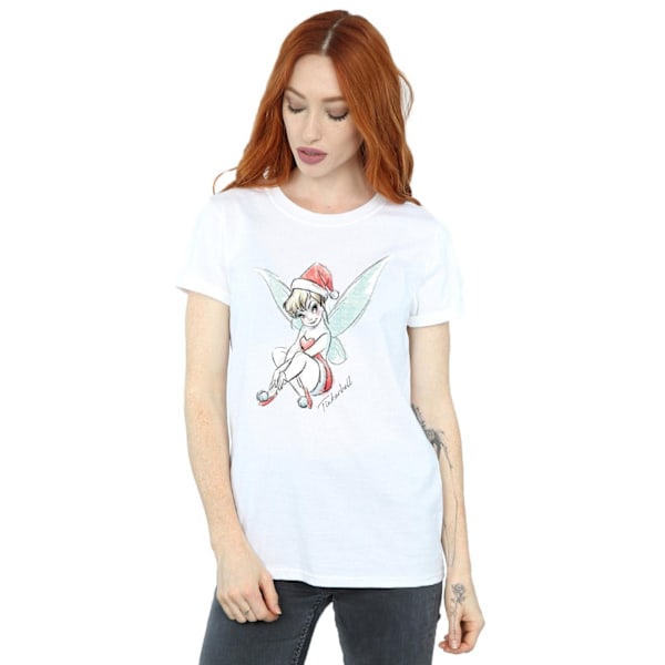 Disney Womens/Ladies Tinkerbell Christmas Fairy Cotton Boyfrien White L