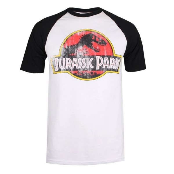 Jurassic Park Mens Distressed Logo T-Shirt XL Vit/Svart/Röd White/Black/Red XL